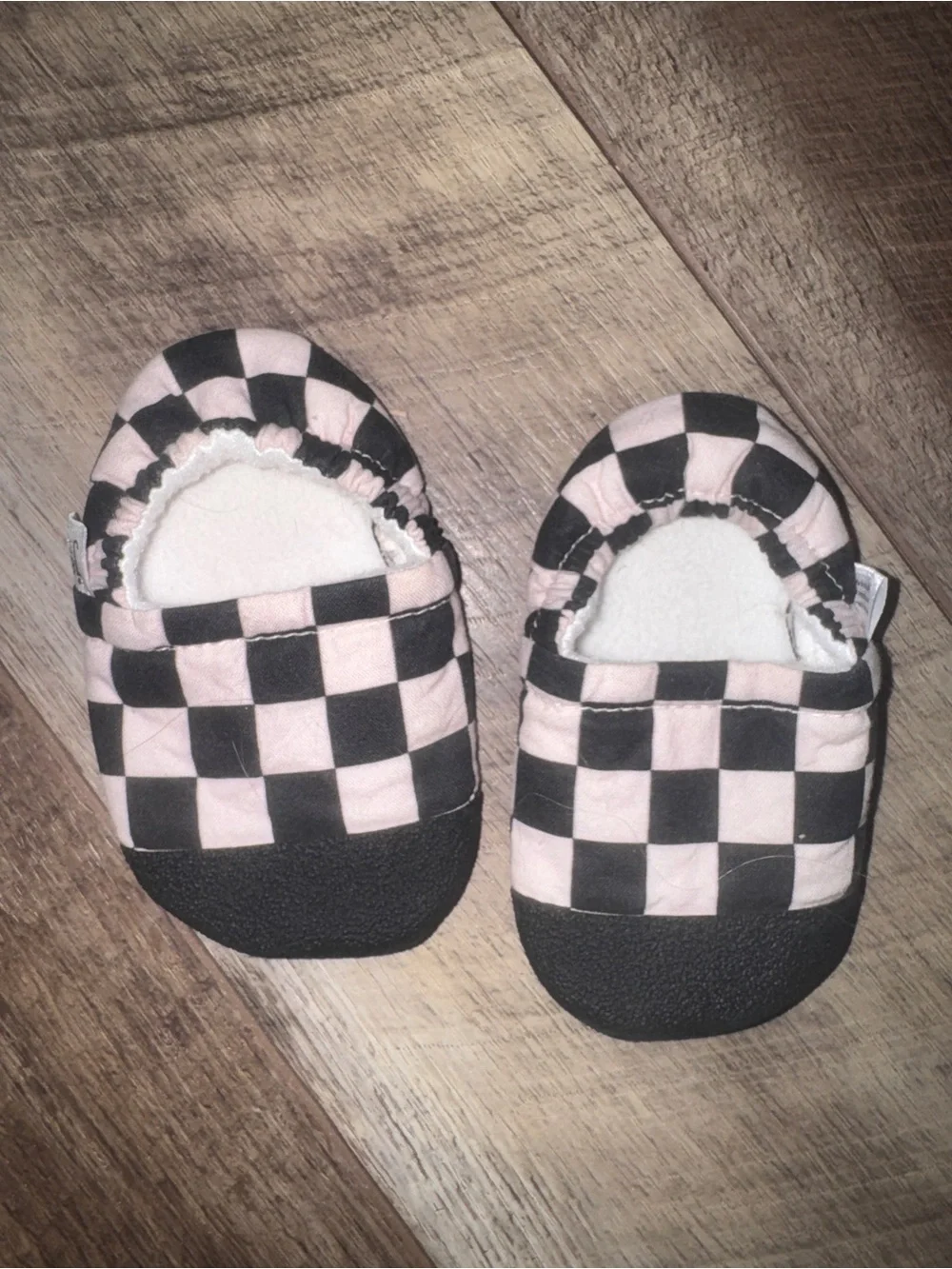 Black Checkered Baby Booties: Handmade Soft Sole Moccasins Grippy Toe Infant 5